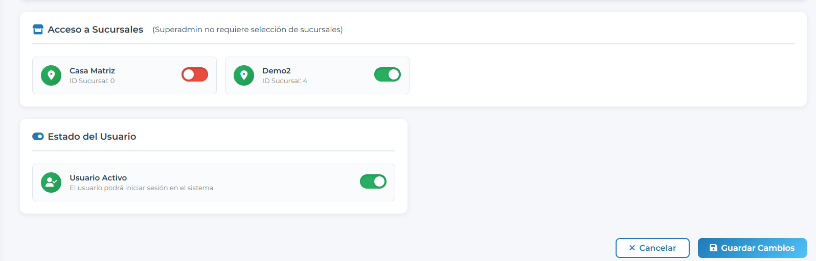 Acceso por sucursal